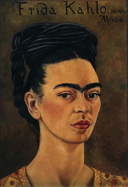 Frida Kahlo / Autorretrato con Vestido Rojo y Dorado