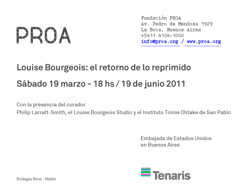 Louise Bourgeois - Inauguración Sábado 19 de Marzo - 18 hs